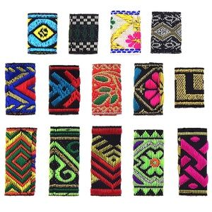 Boho Lychee Fabric Wraps Colorful Dreadlock Bead Bundle of 14